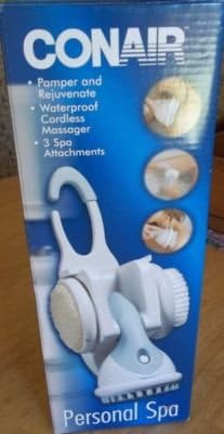 Conair Personal Spa for Shower, Cordless Massager with 3 Spa Attachments