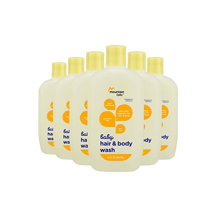 Mountain Falls Hypoallergenic Tear-Free Baby Hair and Body Wash, Compare to Johnson's, 15 Fluid Ounce (Pack of 6)