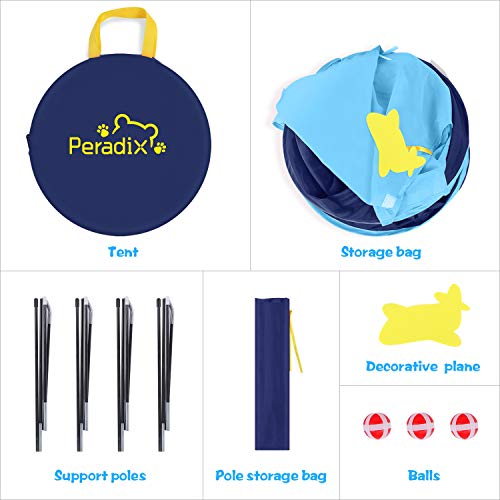 Peradix Castle Play Tent Toy, Kids Prince Pop Up Tent Playhouse Birthday Gift for Boys Girls Children Toddlers Indoor and Outdoor Games with carrying Case(Blue)