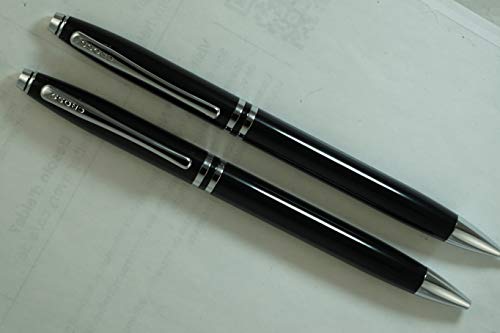 Cross Classic Executive Companion Avatar Black Lacquer and Extremely Polished Chrome Appointments with Distinctive Cross Special Signature Mid Rings, Pen and 0.7MM Pencil Set. A Great Gift - Thumbnail 7