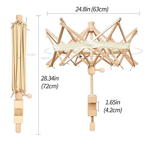 Wooden Swift Wool Yarn String Winder Holder,Knitting Umbrella Thread Fiber String String Winder, Hand Operated Winder, Ball Winders for Winding Lines Yarns Fiber Patchwork Sewing Supplies - Thumbnail 2