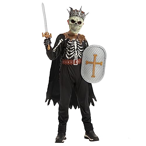 Spooktacular Creations Halloween Kids Skeleton Costume, Devilish Dark Themed Knight Costume for Boys Halloween Parties