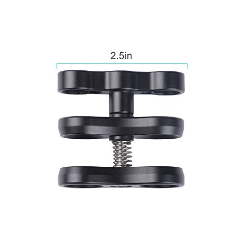 Minifocus 1'' Ball Clamp Adapter with Two 1/4" Screw Ball Head for Diving Photography Arm Tray Video Cage Monitor Accessory Mount Magic Arm System Underwater Camera Housing - Thumbnail 6