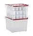 IRIS USA, WL-60 and MCC-130 Combo, Holiday Wing-Lid Box, Ornament Dividers, and Small Storage Box Combo, 60 Qt, Red, 1 Pack