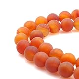 BRCbeads Natural Matte Red Carnelian Gemstone Round Loose Beads 10mm Approxi 15.5 inch 38pcs 1 Strand per Bag for Jewelry Making