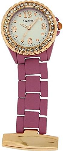 Henley Glamour Soft Touch Rose Gold Tone Purple Beauticians Fob Watch HF07.13
