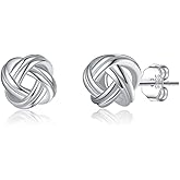 SLUYNZ 925 Sterling Silver Love Knot Stud Earrings for Teen Girls Women Twisted Stud Earrings Ball