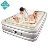 TOPELEK Upgraded Air Mattress, Queen Airbed with Built-in Electric Pump, Flocked Fabrics & Extra Thick PVC, Storage Bag, Easy Setup for Indoors and Outdoors