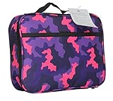 Kids Lunch Box for Elementary School Boys and Girls by Fenrici | Flexible Soft Sided | Spacious | Insulated | Food Safe | 10”W x 7.5”H x 3”D | Camo | Coral | Support A Great Cause