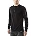 Men's Merino Wool Long Sleeve Henley - Everyday Weight - Wicking Breathable Anti-Odor - Black - M