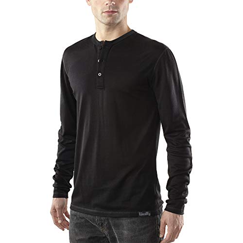 Merino Wool Shirt for Men - Henley - Everyday Weight XL BLK