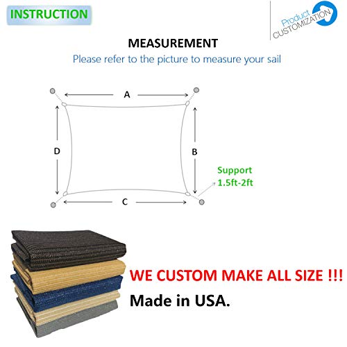Eden's Decor Curved Rectangular UV-Blocking Sun Shade Sail for Outdoor Patio & Swimming Pool (6' X 10', Brown) - Thumbnail 4