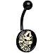 Body Candy Unisex Adult Black Glow in The Dark Katrina Sugar Skull Belly Button Ring