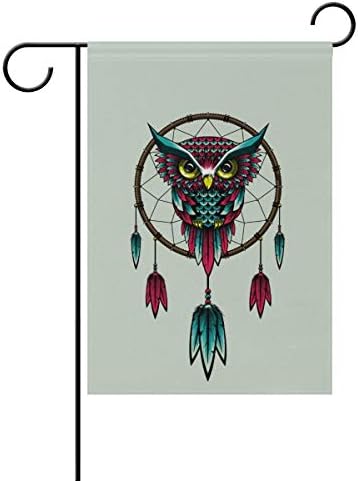 XIUZHIZH Cute Owl Dreamcather Weatherproof Polyester Garden Flag Seasonal Home Banner