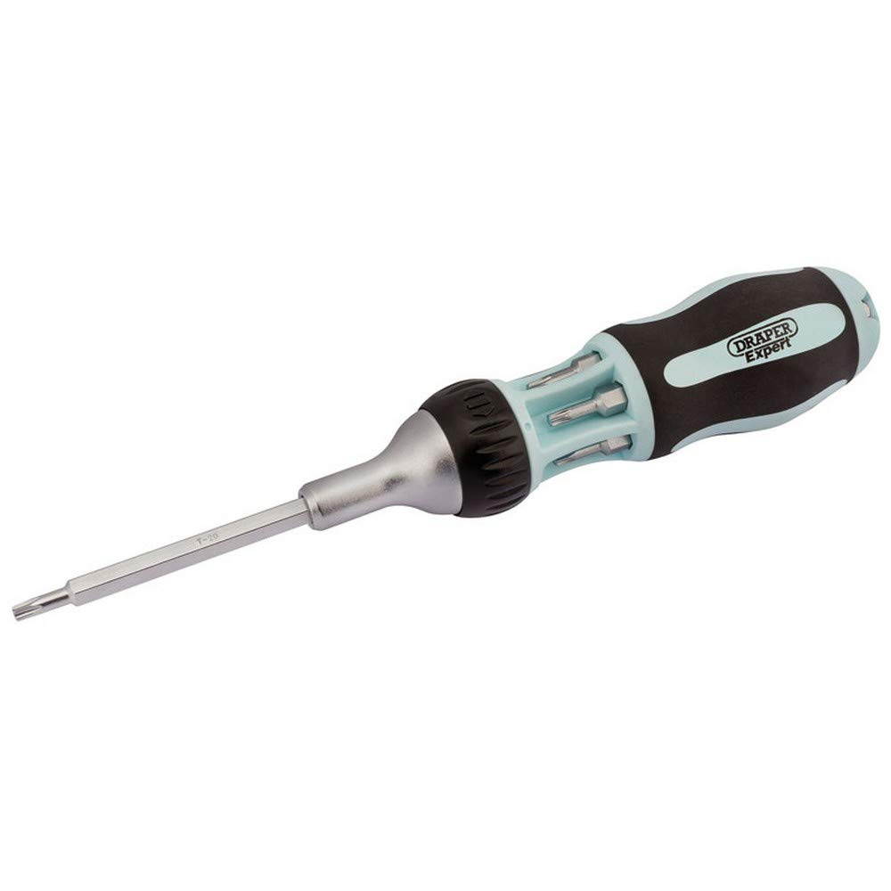 Draper 83722 Soft Grip 7 IN 1 Ratchet Screwdriver and TX-Star Bit Set