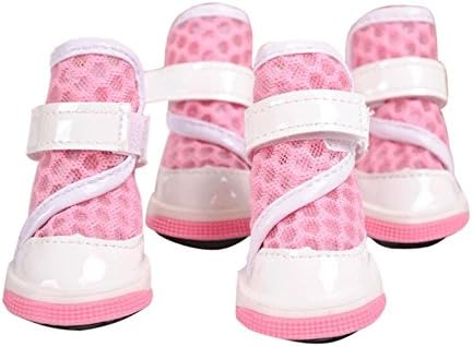 KYZ Pet Dog Rubber Shoes Breathable Mesh Puppy Boots Anti-slip Puppy Sandals Pink Size 2