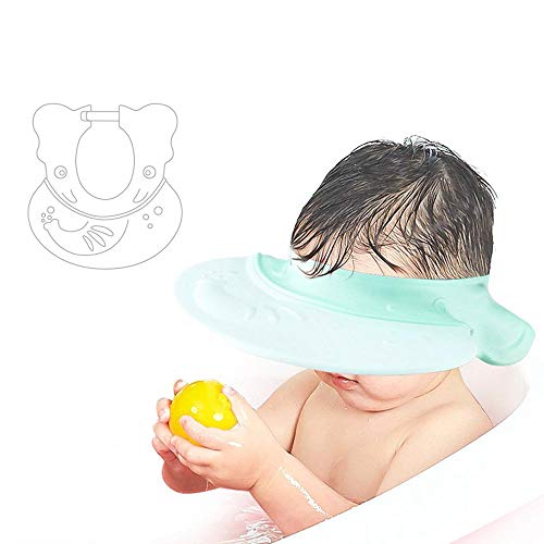 KOBWA Adjustable Bath Visor, Cartoon Soft Silicone Shower Cap Shampoo Protect Hats, Bathing Shampoo Shield Sunshade Cap Visor for Toddler, Baby, Kids, Children, Adults