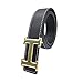 Maikun H Letter Gold Buckle Black Leather Belt 110cm for Waist Size 32-34