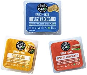 Good Planet Dairy-Free & Vegan Cheese Variety 6 Pack Bundle Featuring American, Cheddar and Smoked Provolone Slices