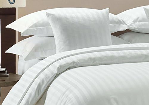 KP Linen New Brand Quality Hotel 550 Thread Count 100% Egyptian Cotton Full-XL Size 4pc Sheet Set With 10 Inch Deep Pocket, White Stripe