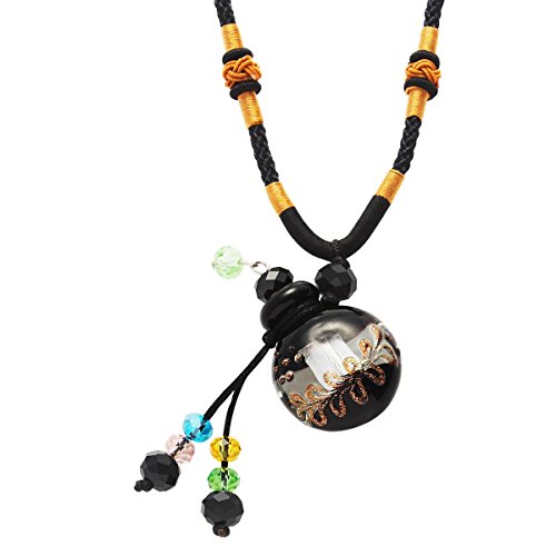 Godyce glass bottle pendant necklace diffuser women black aromath…