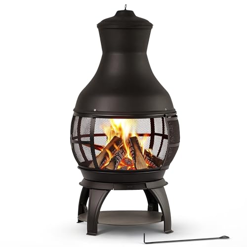 Bali Outdoors Outdoor-Holzfeuer, Feuerstelle, Kamin, Antik-Braun-Schwarz