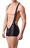 TESOON Men Sexy Leather Bodysuit Singlet Leotard Underwear