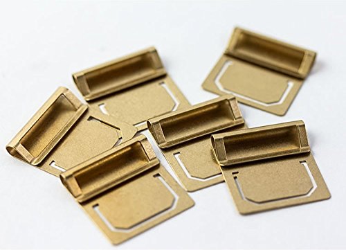 EKLOEN Retro Brass Bookmark, Mini Index Clamp Label Clip, Paper Clips Stationery Gift(6pcs) - Thumbnail 6