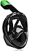 PRODIGY Full Face Snorkel Mask Adult Kids – 180° Panoramic Snorkeling Masks Gear for Adults and Youth - Easy Breathing SWIMTECH Dry Top Set, Anti-Leak&Anti-Fog– (Black, No Camera Mount–L/XL)