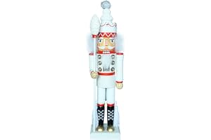 ZaH 16 Inch Wooden Nutcracker Ornaments Christmas Decorations Holiday Decor Kids Toys Nutcracker Puppets, White