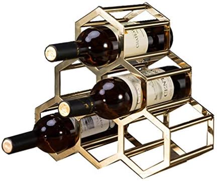 LCTCJJ Wine Holder ， Wine Rack 6 Bottles- Fully Assembled -Stainless Steel Living Room Dining Villa Villa High-Grade Decorative Crafts (Color : Gold, Size : 33 * 17 * 34cm)