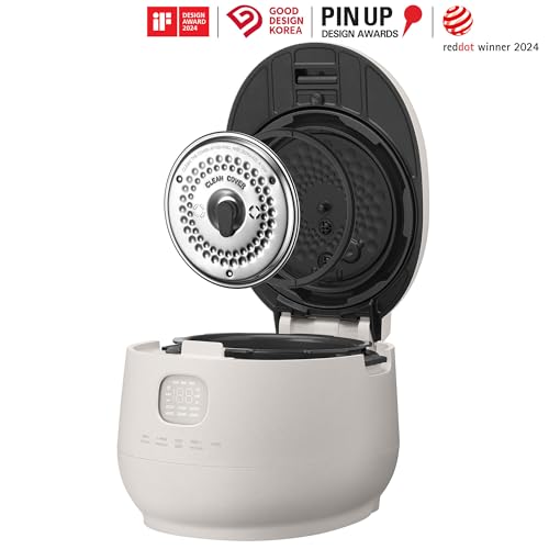 CUCHEN CRH-TWK0640WUS | IH Heating | Induction Heating Dual Pressure Rice Cooker | 6 Person, 1.5Quarts | 6 Cup (Uncooked) | Non-stick Coating | Stainless Cover | High/Non-Pressure | Easy Open Handle | Auto Steam Clean | Made in Korea