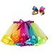UMFun Kids Girls Tutu Party Dance Ballet Skirt Toddler Rainbow Colors Skirt+Bow Hairpin Set (Multicolor, 5~7 Years old)