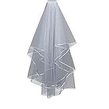 TBB Double Ribbon Edge Bridal Wedding Veils with Comb for Bride