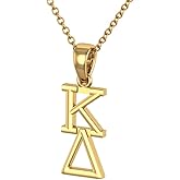 King Greek Kappa Delta Vertical Yellow Gold Plated Sterling Silver with 18" Chain