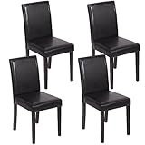 Urban Style Solid Wood Leatherette Padded Parson Dining Chairs Set Of 2 (4, Black)