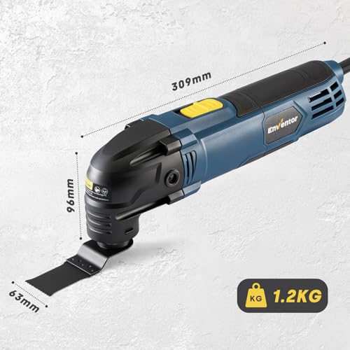 Enventor Oscillating Multi-Tool, 300W, 15000-22000 OPM, Corded Electric Multi-Tool, 6 Variable Speed, 3° Oscillation Angle, Auxiliary Handle, with 17 Accessories for Cutting, Sanding and Scraping