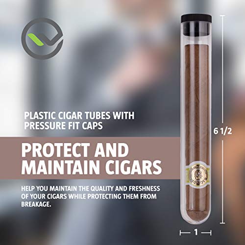 VeeBoost Cigar Tubes w/Pressure Fit Caps, Home Organizer, Personal Cigar Case, Travel Storage Containers | Clear, BPA-Free Acrylic | Reusable, Eco-Friendly (100)