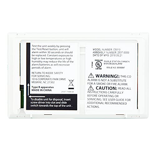 Kidde Carbon Monoxide Detector with 10Year Battery, 3 LEDs, Alarm