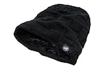 Knit Beanie Skull Hat - Soft Fleece Lined Slouchy / Winter Cap by Run Baby Sport (black)