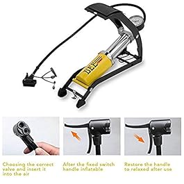 Sagrach Aluminum Body High Pressure Foot Pump with Accurate Gauge &Smart Valve Head