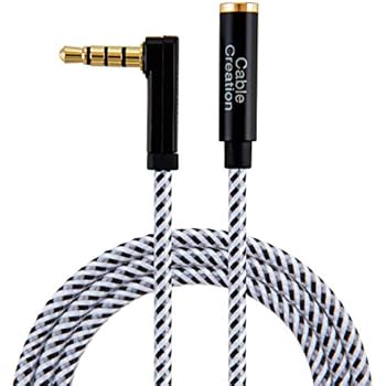 CableCreation Headphone Extension Cable, 90 Degree TRRS 3.5mm Male to Female Audio Extension Cable 4-Conductor(Microphone Compatible), 10 Feet