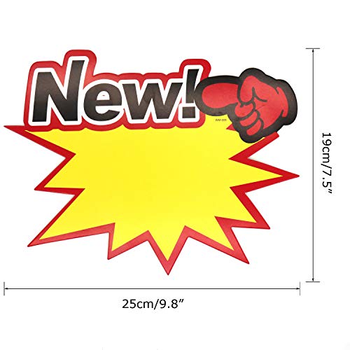 Omitfu Big 9.8 Inch x 7.5 Inch Price Tag Starburst Retail Sales Sign Tags Blank 40 Pcs Cards