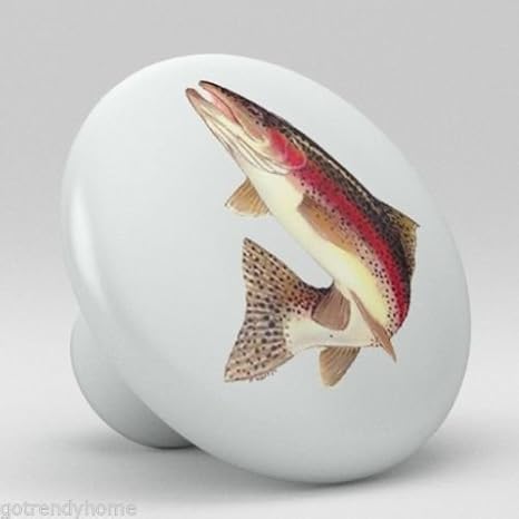 Rainbow Trout Fish Ceramic Knobs Pulls Kitchen Drawer Cabinet
