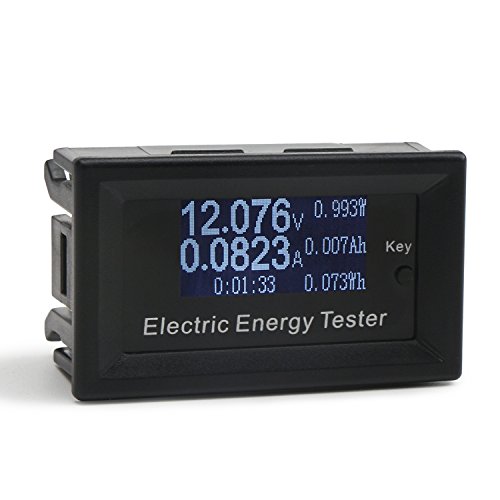 DROK Digital Multimeter LCD Display Voltmeter Ammeter DC 0-100V 0-15A Voltage Ampere Meter Electric Energy Power Time Multi-fuction Meter Battery Capacity Monitor Tester with Micro USB Powering Port