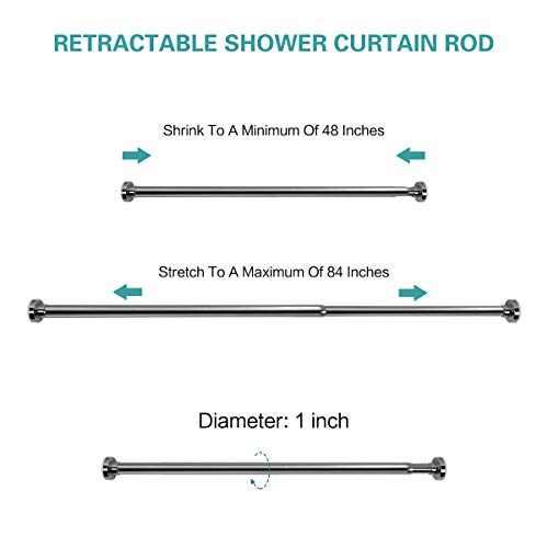 Vailge Tension Shower Curtain Rod with 12 Curtain Rings 4884 Inches