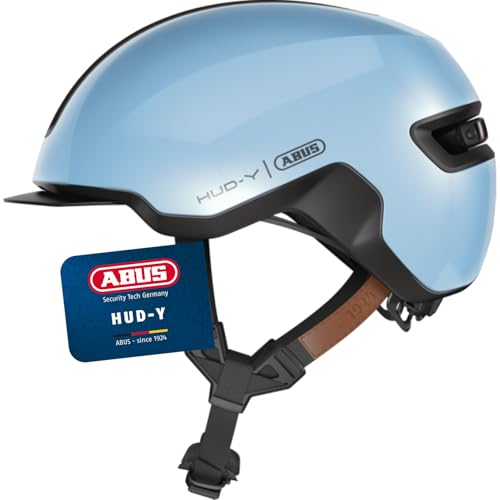 ABUS Bike Helmet HUD-Y with Rear Light, Iced Blue, M