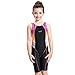 Peacoco Girls' Solid Splice Athletic One-Piece Swimsuits Racerback Competive Legsuit for 6-8 Years