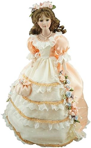 COSETTE Spinning Music Collect Umbrella Dress Porcelain Bridal Wedding Prink Ivory Doll (Orange)