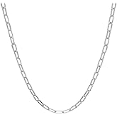Savlano 925 Sterling Silver 4mm Solid Italian Diamond Cut Paperclip Link Chain Necklace with Gift Box for Women & Men - Made in Italy
